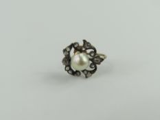 A single Victorian diamond and pearl earring with