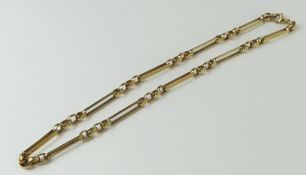 A 9ct gold trombone and belcher link chain, 40cm l