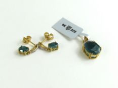 A 9ct gold grandidierite and white stone pendant,