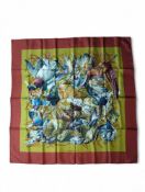 Hermes- Henri de Linares “Gibiers” design silk sca