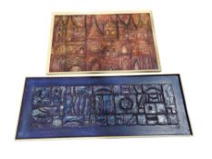 Jack Ray (b.1946) Two abstract relief artworks, 'F