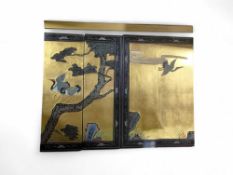 A four piece hardwood painted Chinese wall hanging