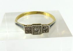 An early to mid-20th century diamond three stone ring