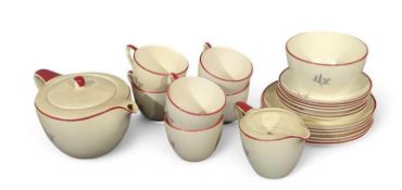 A Crown Devon chinaware tea service, with teapot,
