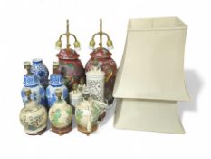 A collection of Chinese-style lamps, along with a