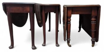Three wooden drop-leaf tables