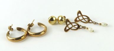 A pair of 9ct gold Rennie Mackintosh style drop earrings