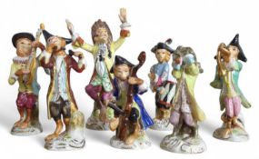 A 19th century hand painted porcelain part monkey band