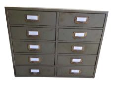 A 20th century green painted metal set of table to