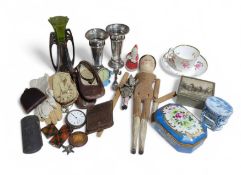 A collection of vintage items including a pair of