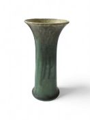 A Ruskin green matt glaze vase, of lily or flared