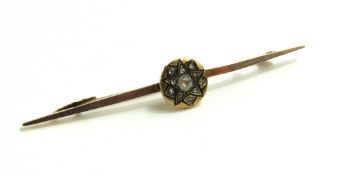 A 19th century diamond bar brooch, the old cut dia