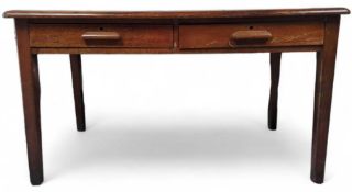A stained-oak desk