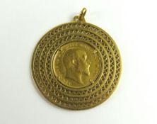 An Edward VII 1903 full gold sovereign within a pendant