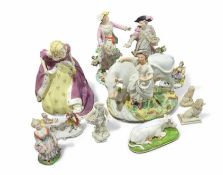 A collection of porcelain figures