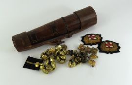 An antique leather cased and brass telescope