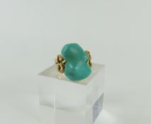 A unique turquoise ring, the free form piece of turquoise