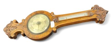 A large banjo 19th century barometer by C. Collins of