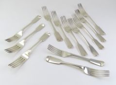 Twelve silver table forks