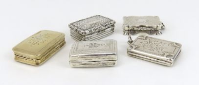 Five small silver vinaigrettes