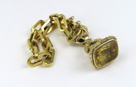 An 18ct gold oval link bracelet, 18cm long; with a
