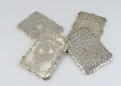 Four Victorian silver card cases