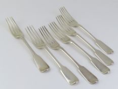 Six Victorian silver dessert forks