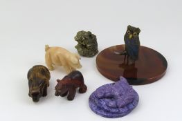 A collection of carved hard-stone animals from Idar Oberstein, Germany