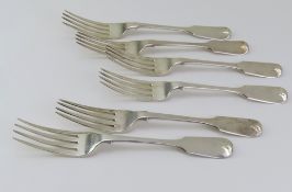Six Victorian silver dessert forks