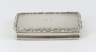 A rectangular silver snuff box