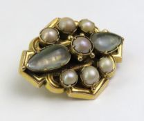 A 19th century mourning brooch, set with half pearls
