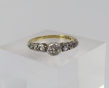 An old cut diamond set ring, with a single old cut