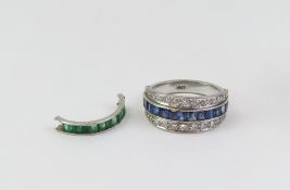 A sapphire and diamond 'day to night' ring, the si