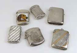 Six silver vesta cases