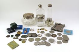 Glass bottles and jars with silver