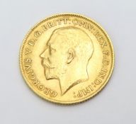 A 1912 King George V half sovereign, 4g gross