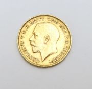 A 1912 King George V half sovereign, 4g gross