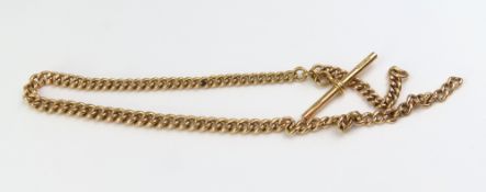 A 9ct gold graduated curb link watch chain