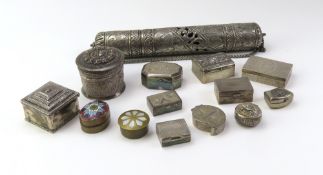A collection of white metal and base metal items