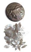 A WWI death plaque and nacre counters