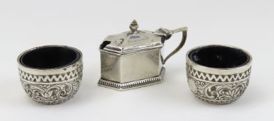Three silver cruet pots