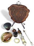 A small collection of copper and brass items