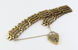A 9ct gold, four bar gate bracelet