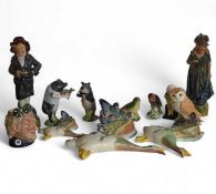 A variety of ceramics, including several Majolica