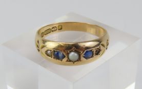 A late 19th century 15ct gold sapphire and split p