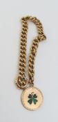 An unmarked rose gold curb link bracelet together