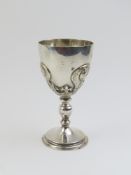 A silver goblet with crown and prince of Wales fea