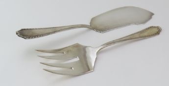 A set of Italian white-metal fish servers