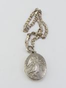 A Victorian style silver book chain necklace with