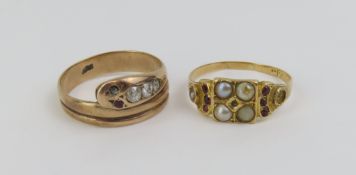 A 19th century ring set with split pearls, small r